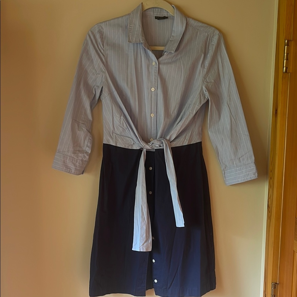 Tahari Light Blue Striped top shirt dress